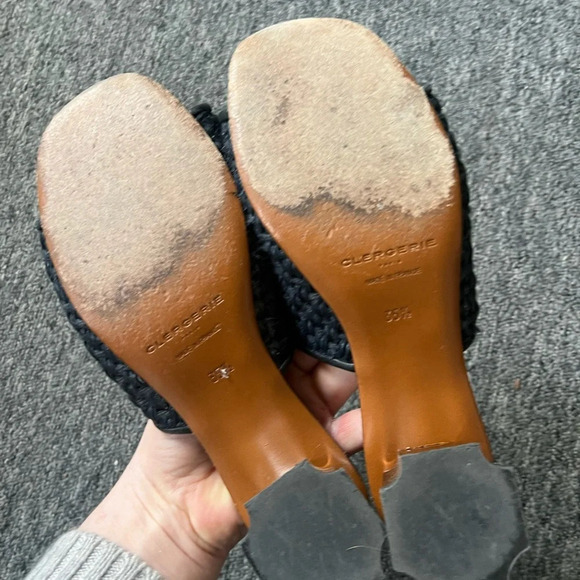 Clergerie Straw Slides with Geometric Heel, size 35.5 - Picture 5 of 11